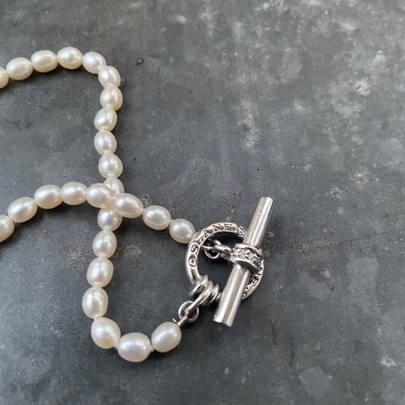 Vintage Slane & Slane Pearl 48" Necklace w/ diamond-encrusted toggle clasp - Picture 3 of 5